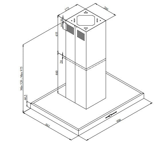 Cappa a isola con Drop Control Silverline 4110