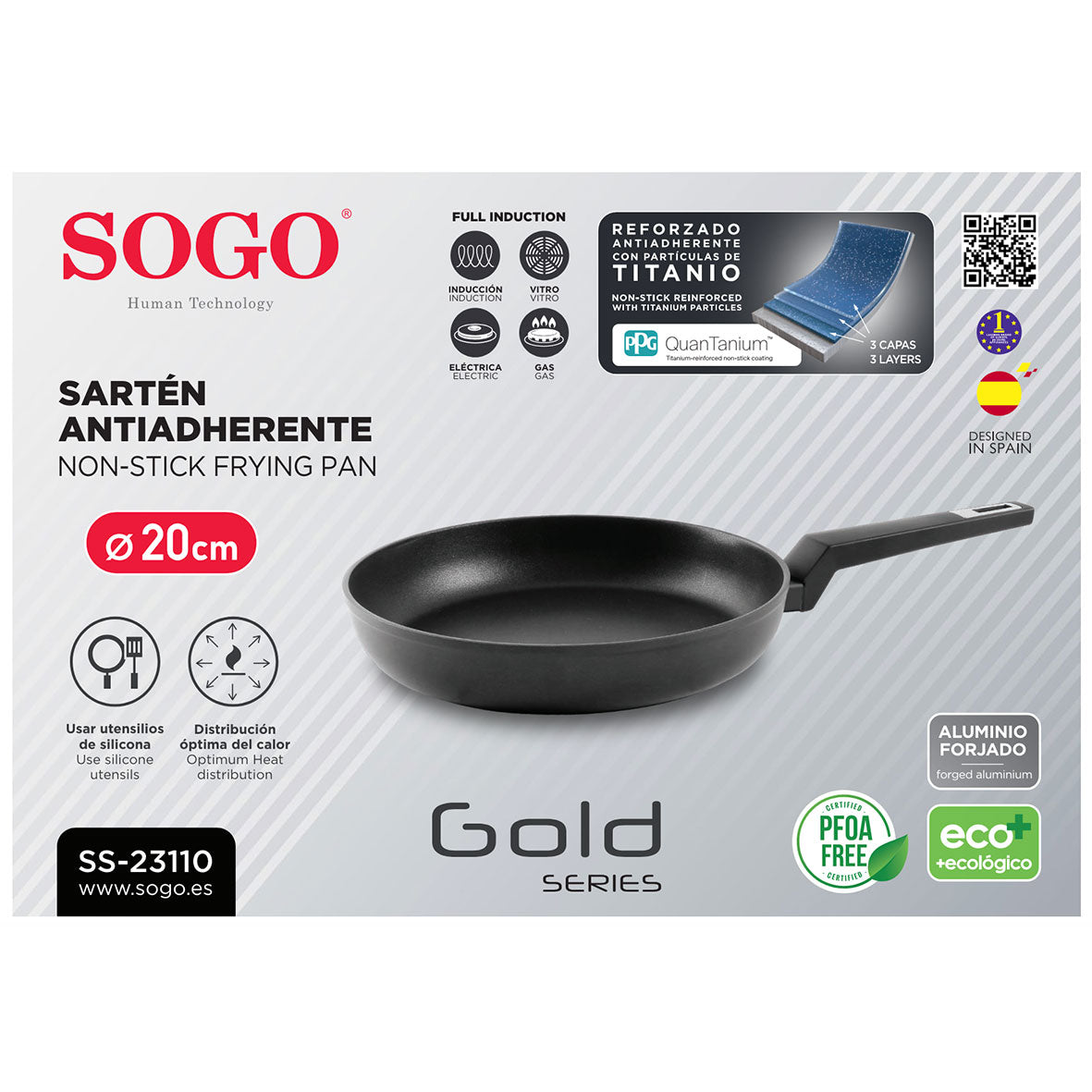 SOGO - SAR-SS-23110 - Padella antiaderente in alluminio - 20 cm - Anche per piani a induzione