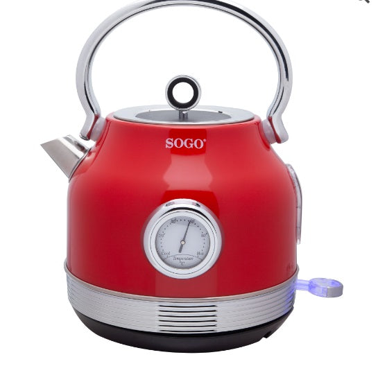 SOGO Bollitore Vintage  INOX  Rosso 1.7Litri-1850-2200W