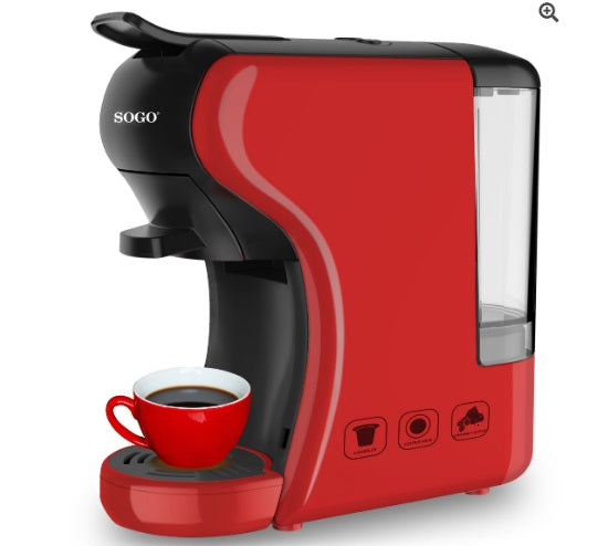 SOGO Macchina da Caffè 3-IN-1-RED Compatibile (Lavazza, Nespresso, Starbucks e Nescafè)