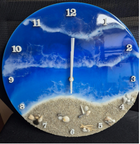 Orologio in Resina Epossidica e Sabbia- Seaside- diametro 35cm